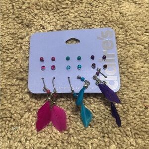 Claire's Feather Earrings Set NEW